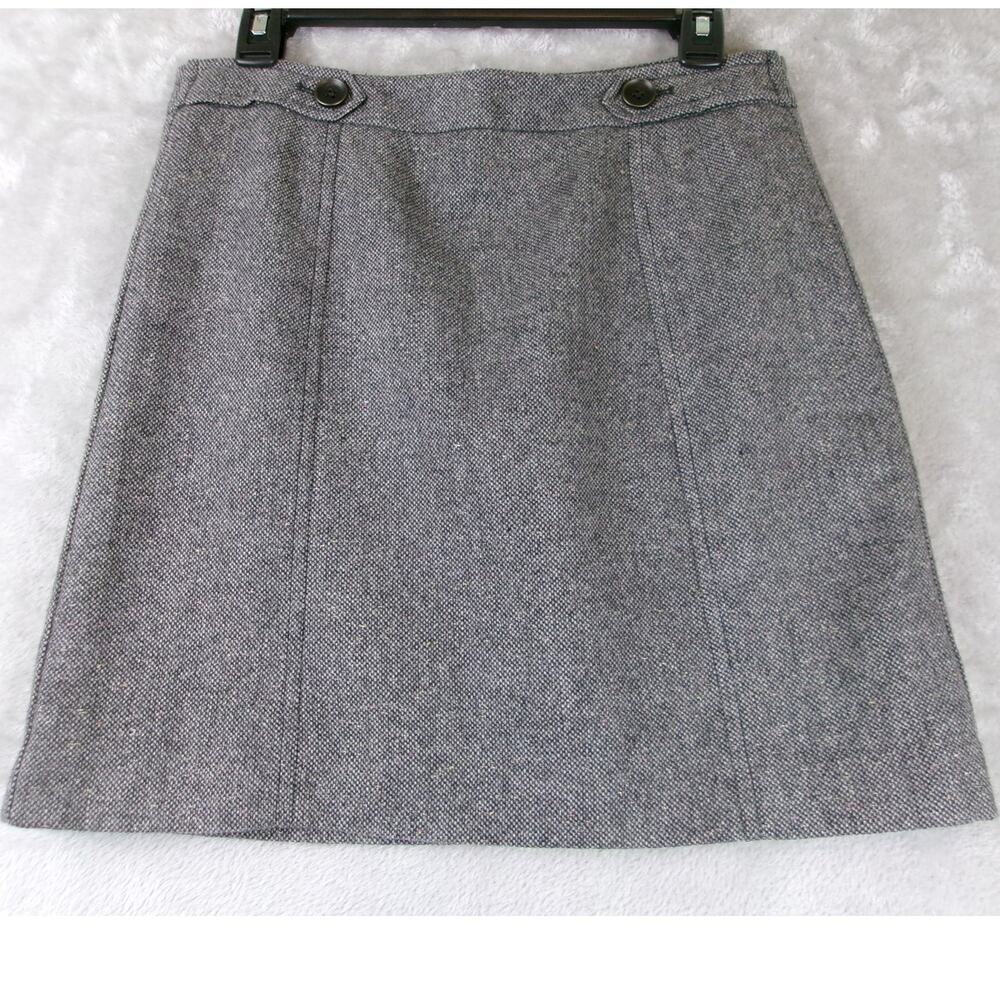LOFT Petites Gray Wool Blend Tweed A-Line Mini Skirt Lined 6P
